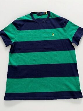 Polo Ralph Lauren Striped T-Shirt - Navy/Green - Size L